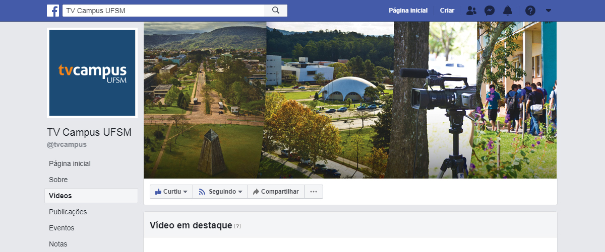 Página do Facebook da TV Campus UFSM